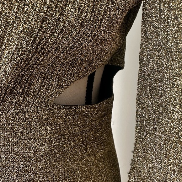 Designer Lenna Dress Gold  Metallic Cut-out Maxi M/L NWOT - Picture 4 of 16